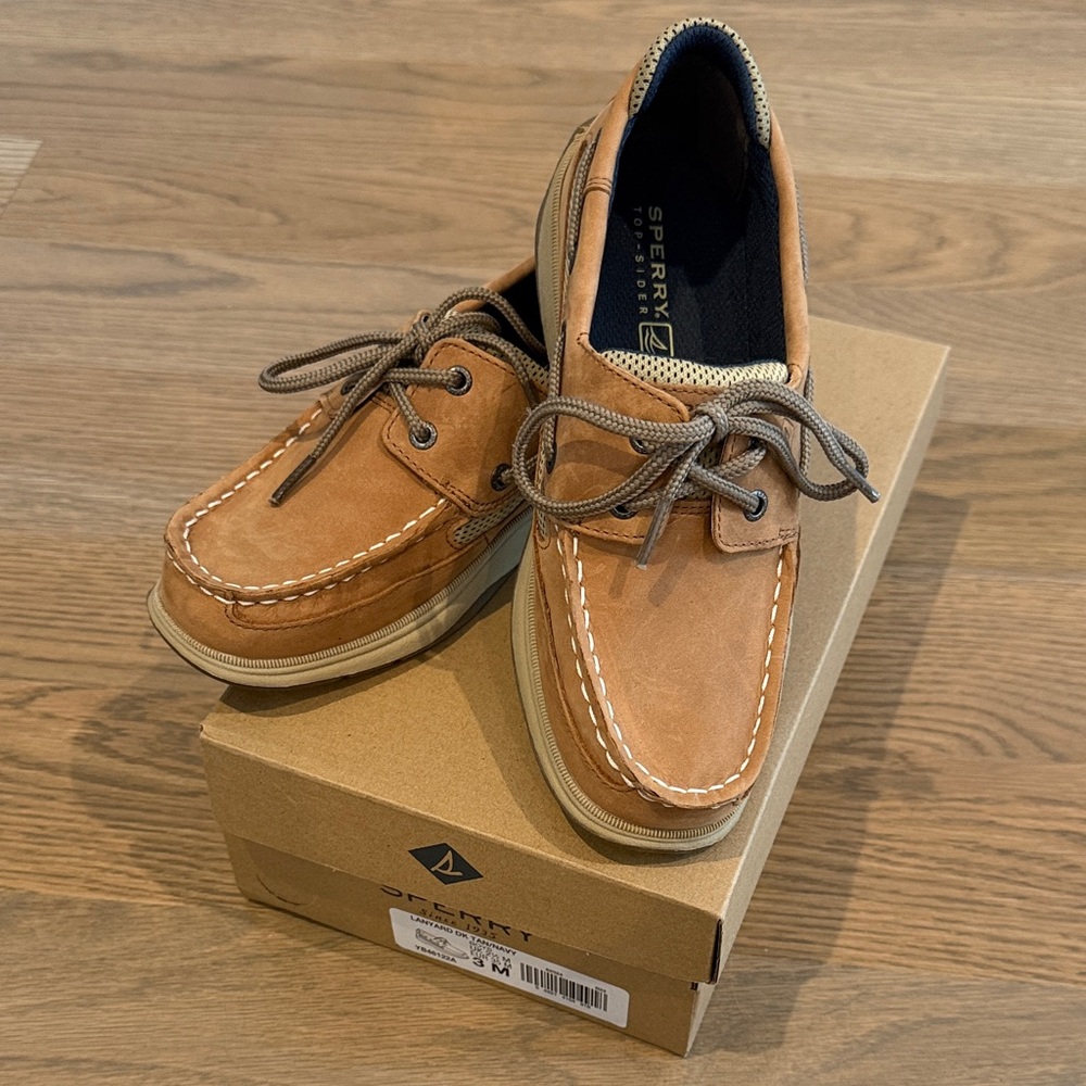 Sperry Kids Tan Leather Boat Shoes